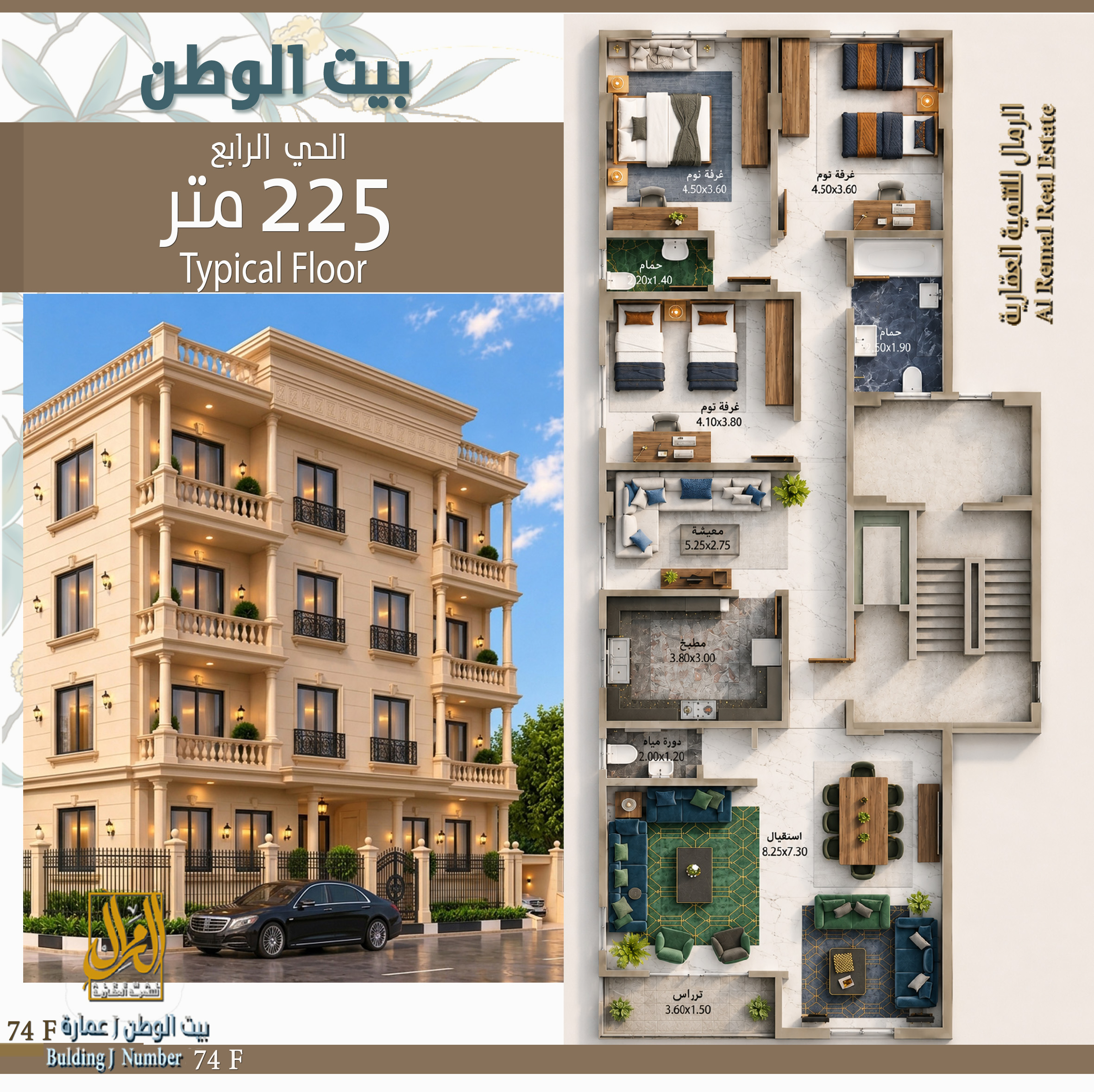 قطعة 74 F بالحي الرابع